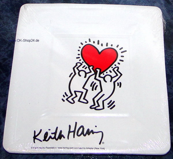8 Keith Haring Love Pappteller 19 cm Partygeschirr
