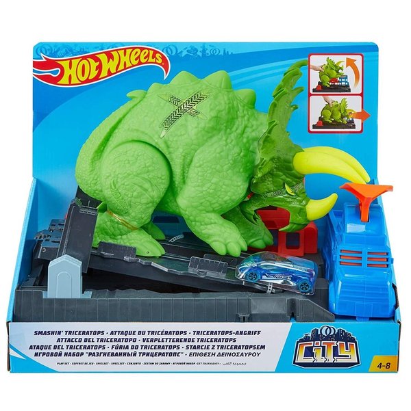 Hot Wheels GBF97 City Triceratops Angriff Dinosaurier