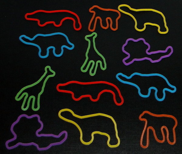12 Stk. Neon Wildtiere Silikon Armbänder