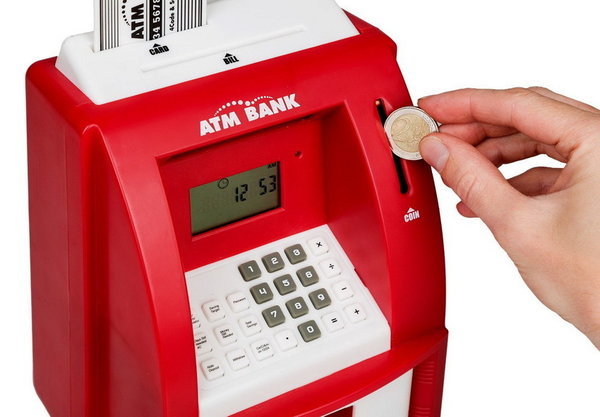 Digitale Spardose Geldautomat mit Sound Rot