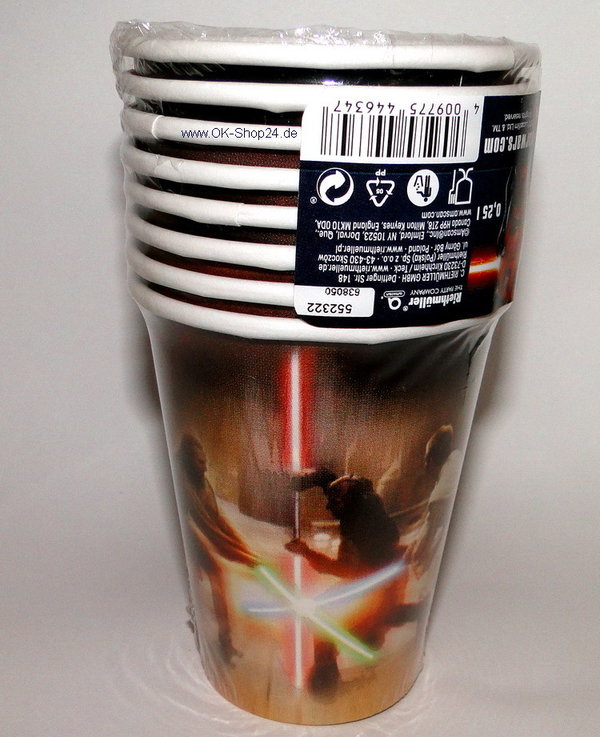8 stk. Star Wars Pappbecher 250 ml NEU