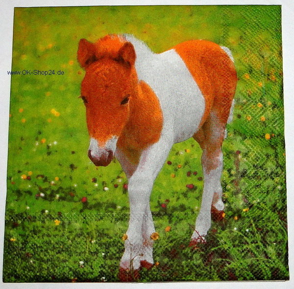 20 Servietten Tiermotiv kleines Pony - kleines Pferd
