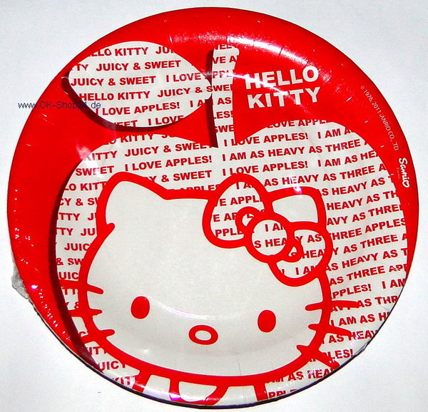 Hello Kitty Apple Pappteller 23 cm Kindergeburtstag