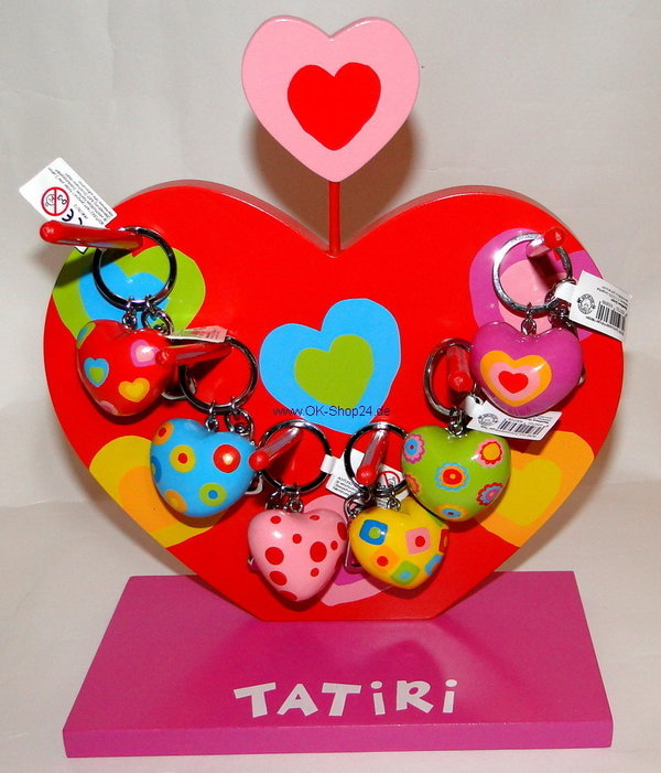 Tatiri Schlüsselanhänger aus Holz für Kinder Herz Rot