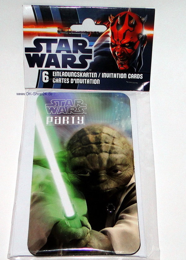 6 stk. Star Wars Einladungskarten & Umschlägen