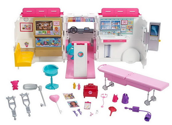 Barbie 2 in 1 Krankenwagen Spielset mit Licht & Sound