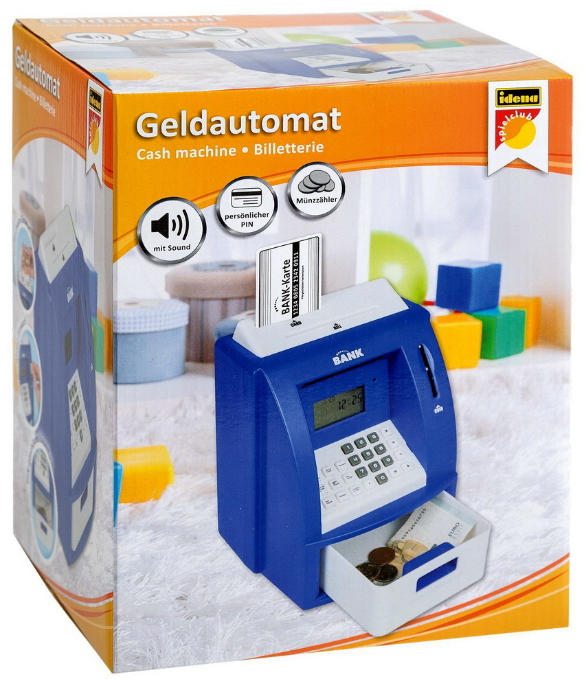 Spar blau PIN Geldkarte elektrische Spardose " Geldautomat " mit SOUND 
