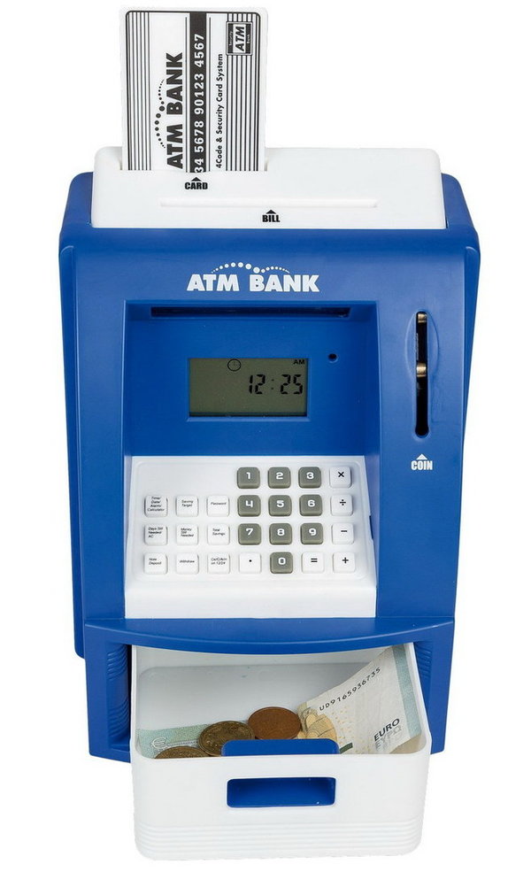 Digitale Spardose Geldautomat mit Sound Blau