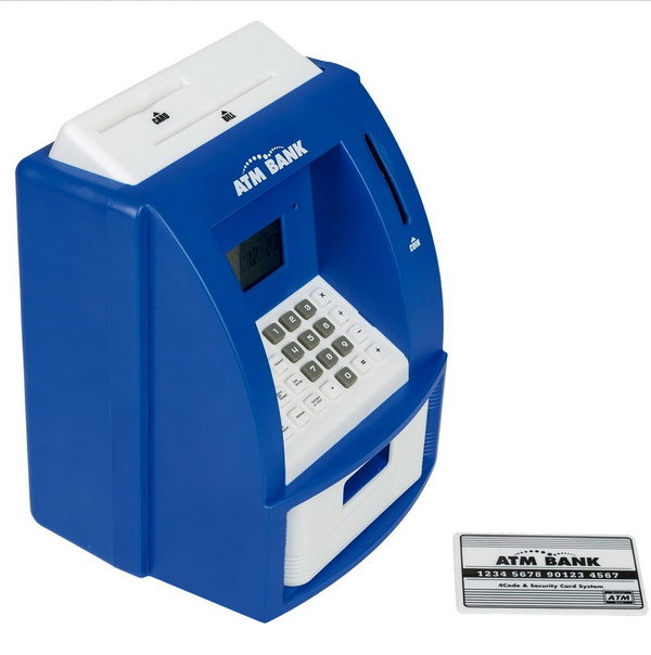 Digitale Spardose Geldautomat mit Sound Blau